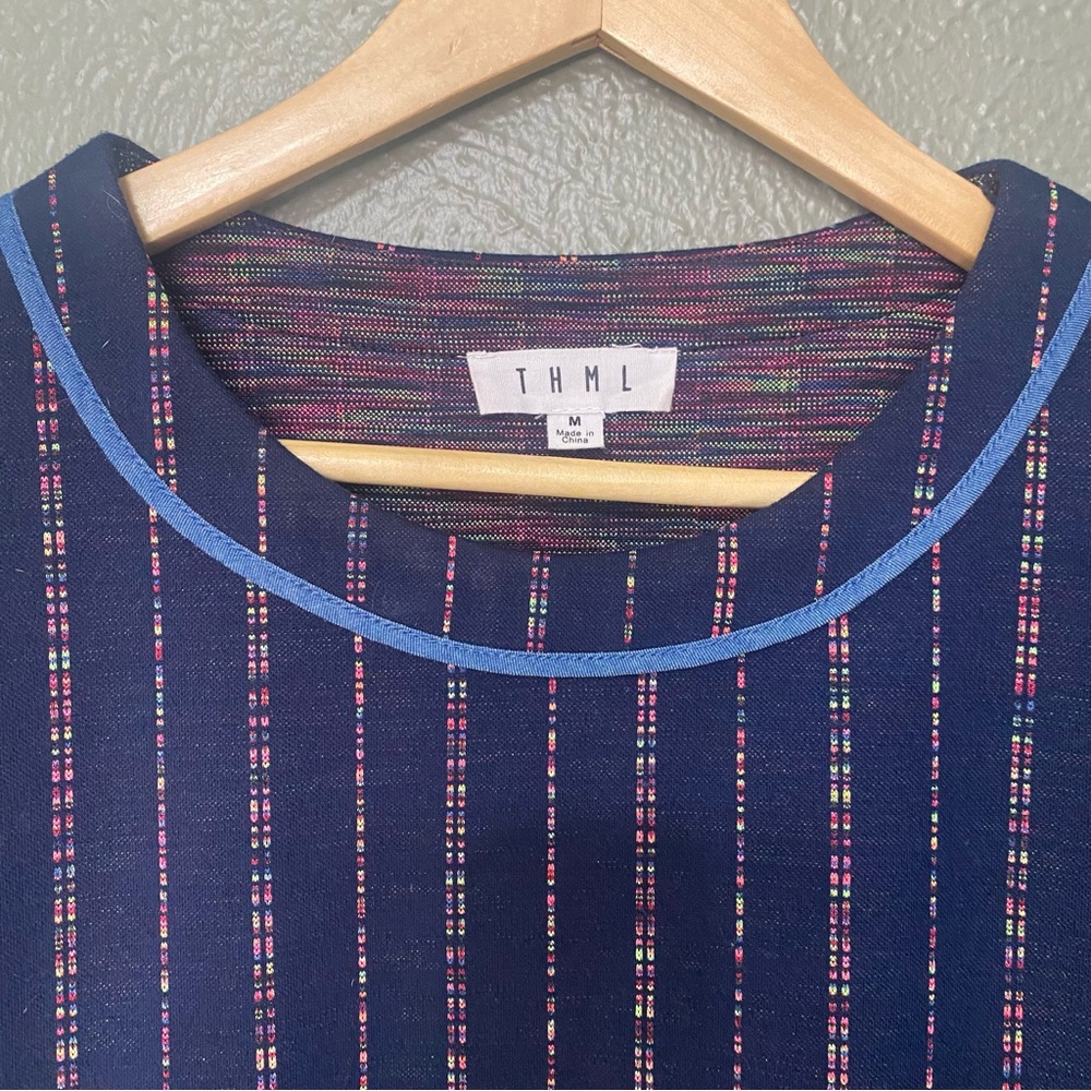 THML Navy Shift Dress with Ruffle Sleeves & Pockets - Picture 3 of 5